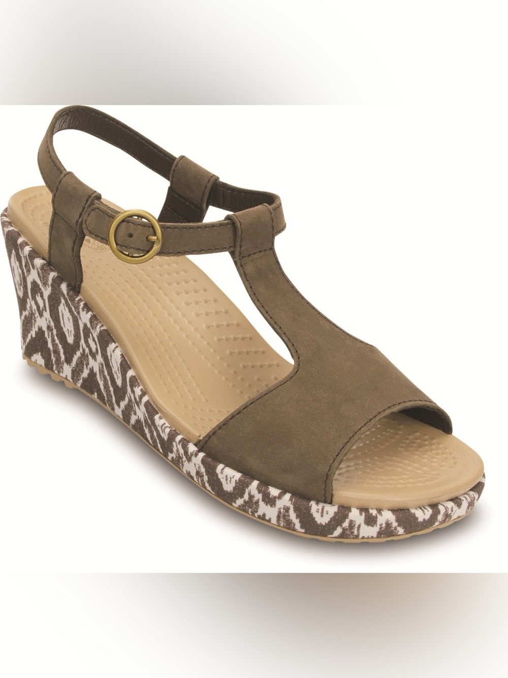 Crocs Leigh II Ankle Strap Wedge Sandal Size 9 - brown
